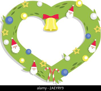 Weihnachten Girlande Herz - Cartoon Flat Style - isoliert Stock Vektor