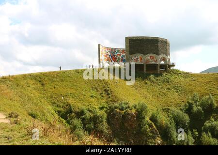 Russisch-georgische Freundschaft Denkmal auf die georgische Armee Highway, Gudauri Stadt, Georgia Stockfoto