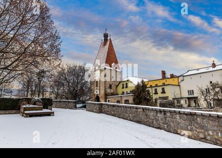 Mittelalterliche Stadt Freistadt im spätgotischen Stil. Mühlviertels region, Oberösterreich. Stockfoto