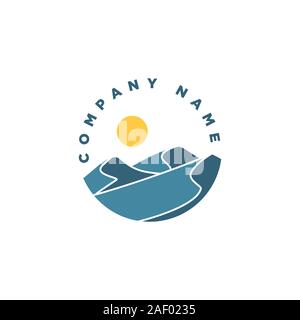 Blick in die Natur Abbildung mit Line Art Style Logo Design Template Stock Vektor