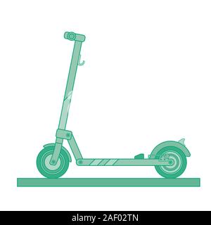 Moderne elektrische Scooter in einem flachen Stil in Abstufungen von grün lackierten gezeichnet Stock Vektor