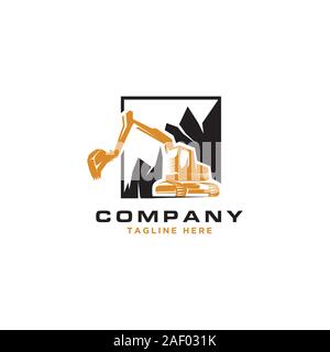 Bagger Logo Design vector Template. Baggerlader Symbol Stock Vektor