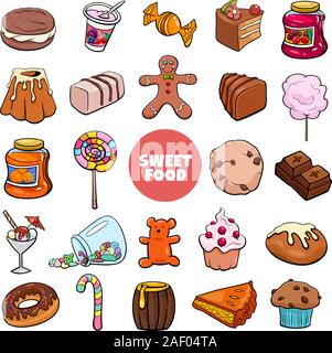 Cartoon Illustration von süßen Speisen Objekte großen Satz Stock Vektor