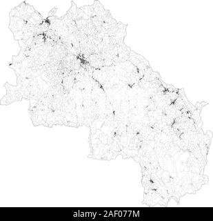 Sat-Karte der Provinz von Siena, Städte und Straßen, Gebäude und Straßen der Umgebung. Toskana, Italien. Karte Straßen, Ringstraßen Stock Vektor