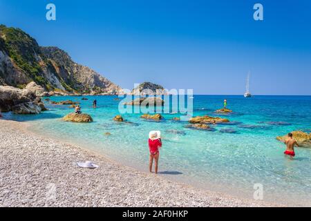 Berühmte Petanoi Strand in Kefalonia, Griechenland. Stockfoto