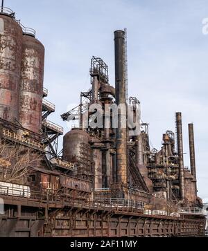 Bethlehem, PA/USA, 6. Dezember 2019. Verlassen Stahlwerk Hochofen, Bethlehem Steel Stockfoto