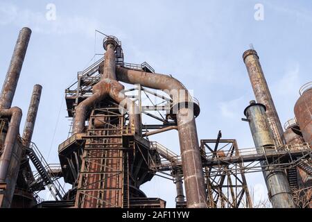 Bethlehem, PA/USA, 6. Dezember 2019. Verlassen Stahlwerk Hochofen, Bethlehem Steel Stockfoto