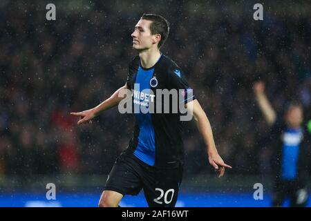 Brügge, Belgien. 11 Dez, 2019. Hans Vanaken der Club Brugge feiert sein Ziel während einer Gruppe ein Spiel der UEFA Champions League 2019-2020 zwischen Club Brugge und Real Madrid in Brügge, Belgien, Dez. 11, 2019. Credit: Zheng Huansong/Xinhua/Alamy leben Nachrichten Stockfoto
