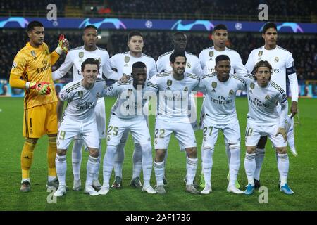 Brügge, Belgien. 11 Dez, 2019. Spieler von Real Madrid posieren für Fotos, bevor eine Gruppe mit einem Spiel der UEFA Champions League 2019-2020 zwischen Club Brugge und Real Madrid in Brügge, Belgien, Dez. 11, 2019. Credit: Zheng Huansong/Xinhua/Alamy leben Nachrichten Stockfoto