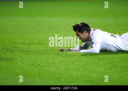 Brügge, Belgien. 11 Dez, 2019. Brahim Diaz von Real Madrid fällt während einer Gruppe ein Spiel der UEFA Champions League 2019-2020 zwischen Club Brugge und Real Madrid in Brügge, Belgien, Dez. 11, 2019. Credit: Zhang Cheng/Xinhua/Alamy leben Nachrichten Stockfoto