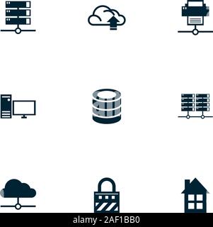 Bündel von Data Center set Symbole Stock Vektor