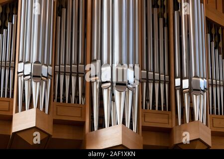 Orgelpfeifen in Hallgrimskirkja Kathedrale, Reykjavik, Island Stockfoto