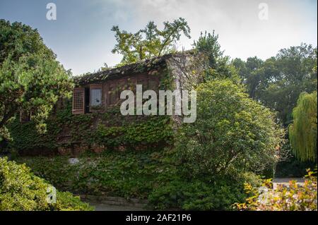 Grüne Kriechgang deckt ein Haus in Huishan antike Stadt, einem gut erhaltenen historischen Ort und beliebtes Reiseziel in Wuxi, China. Stockfoto