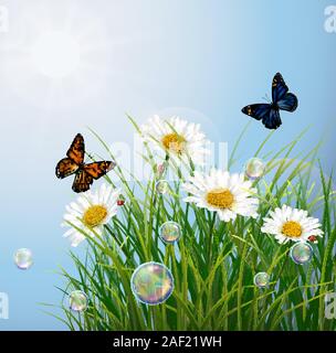 Schmetterlinge suchten Honig in den Blumen. Vektor Stock Vektor