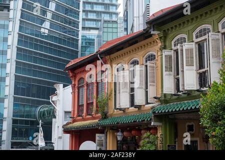 Singapur, Peranakan traditionelle Häuser, Emerald Hill Road Stockfoto