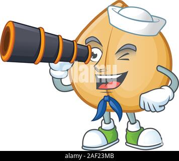 Smiling Happy Sailor mit Fernglas Kichererbsen cartoon Design Stock Vektor