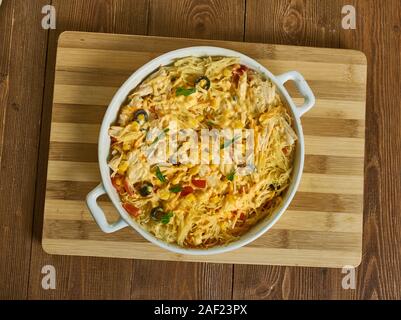 Taco Kasserolle, einen Topf Türkei mexikanischen Pasta, kitschigen Türkei Burger Kasserolle Stockfoto