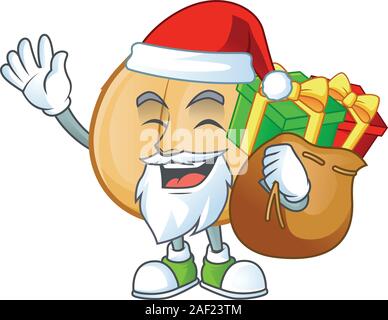 Weihnachtsmann mit Geschenk Beutel Kichererbsen Cartoon Character Design Stock Vektor