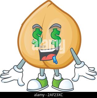 Kichererbsen mit Geld Auge Cartoon Character Design Stock Vektor