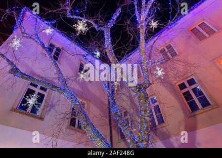 Advent Dekorationen vor Klovicevi Dvori Museum in der Altstadt von Zagreb, Kroatien Stockfoto