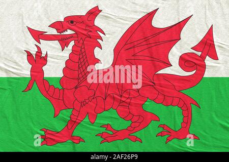 3D-Rendering für eine winkende texturierte Walles Flagge Stockfoto