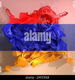 3D-Rendering eines Armenien land Flagge in einer Flüssigkeit Flüssigkeit. Stockfoto