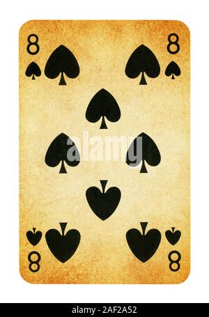 Acht der Spaten Vintage Playing Card - isoliert auf weißem (clipping path enthalten) Stockfoto