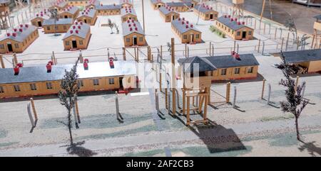 Modell der verwendete Film Der Film Die Große Flucht. Stalag Luft III-Stammlager Luft III in der Nähe der polnischen Stadt Sagan in Niederschlesien. Stockfoto