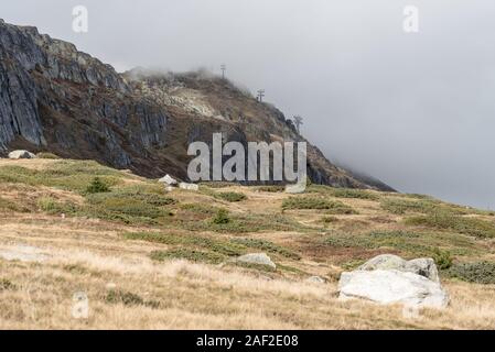 Bergkette entlang Bettmeralp, Wallis in den Schweizer Alpen in der Schweiz, in Westeuropa Stockfoto