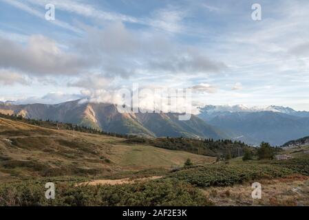 Bergkette entlang Bettmeralp, Wallis in den Schweizer Alpen in der Schweiz, in Westeuropa Stockfoto