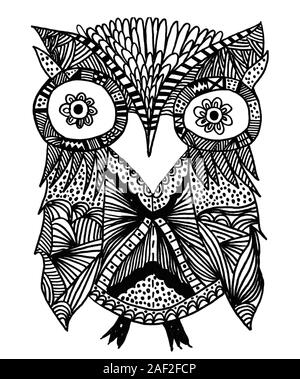 Cute owlet lackiert Liner. Abstrakte Vogel illustration Design Stockfoto