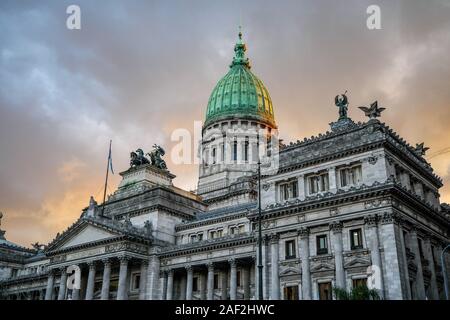 Goldene Stunde an den Bau der Kongress in Buenos Aires, Argentinien Stockfoto