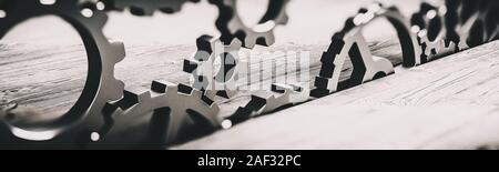 Business Industrie Konzept. Zahnräder und Kommunikation. 3D-Rendering Stockfoto