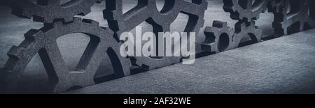 Business Industrie Konzept. Zahnräder und Kommunikation. 3D-Rendering Stockfoto