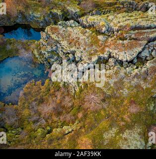 Flosagja rift-vulkanischen Feature bei Thingvellir Nationalpark, UNESCO-Weltkulturerbe, Island. Stockfoto