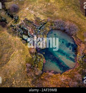 Flosagja rift-vulkanischen Feature bei Thingvellir Nationalpark, UNESCO-Weltkulturerbe, Island. Stockfoto