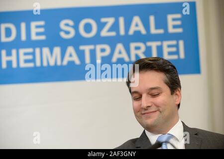 Wien, 12. Dezember, 2019. Die Wiener Freiheitlichen Partei Österreichs (FPÖ) Dominik Nepp gibt eine Pressekonferenz über die Abspaltung von drei FPÖ Mandatare und die Gründung der "Allianz für Österreich (ADÖ)". Quelle: Franz Perc/Alamy leben Nachrichten Stockfoto