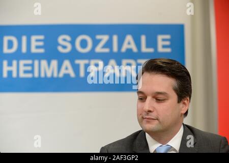Wien, 12. Dezember, 2019. Die Wiener Freiheitlichen Partei Österreichs (FPÖ) Dominik Nepp gibt eine Pressekonferenz über die Abspaltung von drei FPÖ Mandatare und die Gründung der "Allianz für Österreich (ADÖ)". Quelle: Franz Perc/Alamy leben Nachrichten Stockfoto