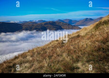 Ben Lomond, 974 m, ist ein Berg in den schottischen Highlands. Am östlichen Ufer des Loch Lomond gelegen, ist es der südlichste der Munros Stockfoto