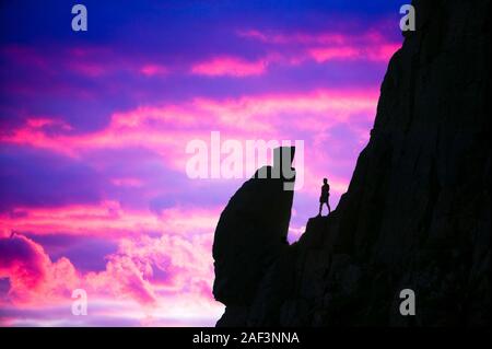 Sonnenuntergang vom Sphynx Felsen in großen Giebel in der Seenplatte-UK Stockfoto