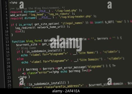 PHP-Code Screenshot Stockfoto