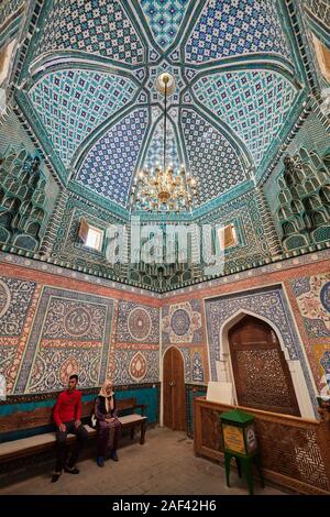 Schrein-Komplex von Qutham b. Abbas, Kusam Ibn Abbas Moschee, nekropole Schah-i-Wonders, Samarkand, Usbekistan, in Zentralasien Stockfoto