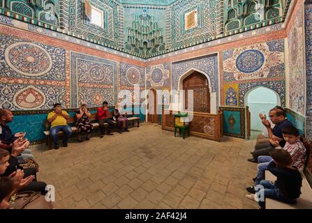 Schrein-Komplex von Qutham b. Abbas, Kusam Ibn Abbas Moschee, nekropole Schah-i-Wonders, Samarkand, Usbekistan, in Zentralasien Stockfoto