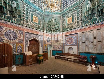 Schrein-Komplex von Qutham b. Abbas, Kusam Ibn Abbas Moschee, nekropole Schah-i-Wonders, Samarkand, Usbekistan, in Zentralasien Stockfoto