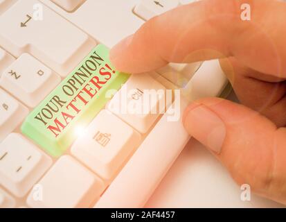 Text Zeichen anzeigen Ihre Meinung zählt. Business Foto Text zeigen Sie nicht mit etwas, was gerade gesagt wurde, Stockfoto