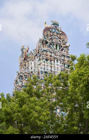 Ein Blick auf die Straße von Meenakshi Amman Tempel in Madurai Stockfoto