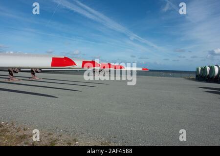 Siemens Gamesa wind turbine Blades, äußeren Hafen Great Yarmouth in Norfolk UK Stockfoto