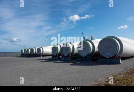 Siemens Gamesa wind turbine Blades, äußeren Hafen Great Yarmouth in Norfolk UK Stockfoto