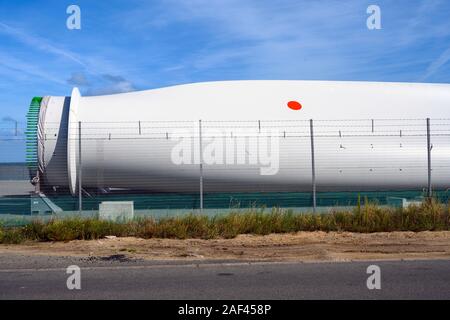 Siemens Gamesa wind turbine Blades, äußeren Hafen Great Yarmouth in Norfolk UK Stockfoto