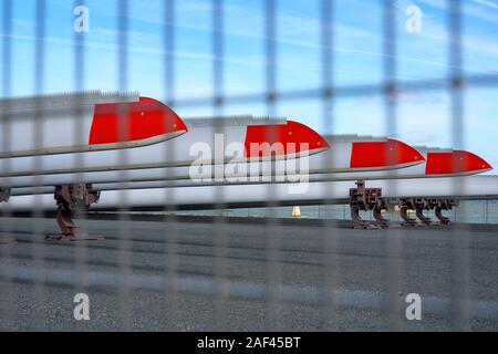 Siemens Gamesa wind turbine Blades, äußeren Hafen Great Yarmouth in Norfolk UK Stockfoto